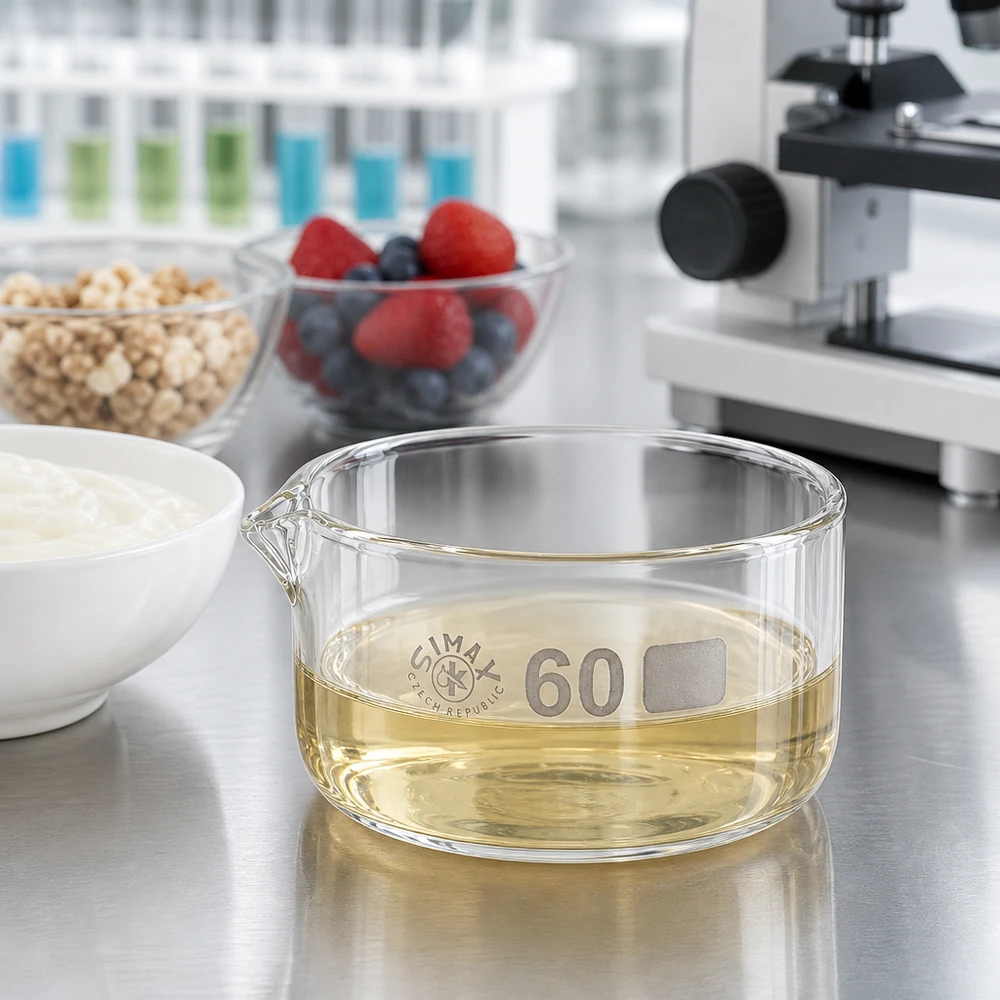 Voedingslaboratorium Kristallisatieschaal 60 ml helder borosilicaatglas Analyse van spijsolie Simax Tsjechië