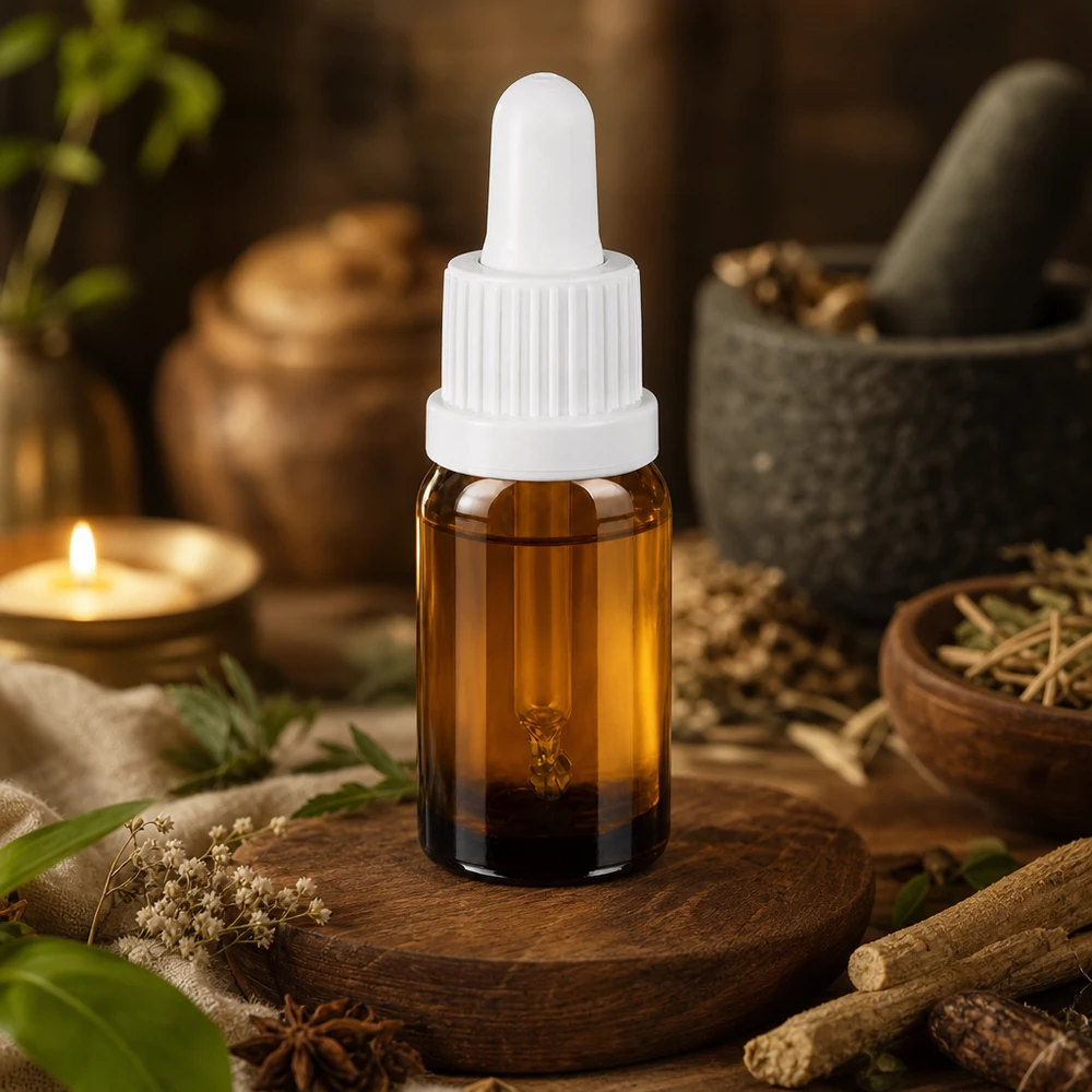 10ml pipetfles BrownLine met witte pipet voor natuurlijke geneesmiddelen en aromatherapie