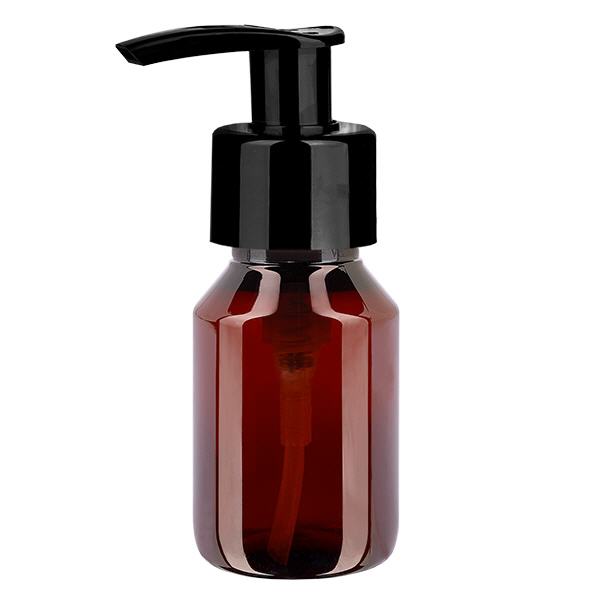 PET-fles 50ml met dispenserpomp zwart PET-fles 50ml met dispenserpomp zwart