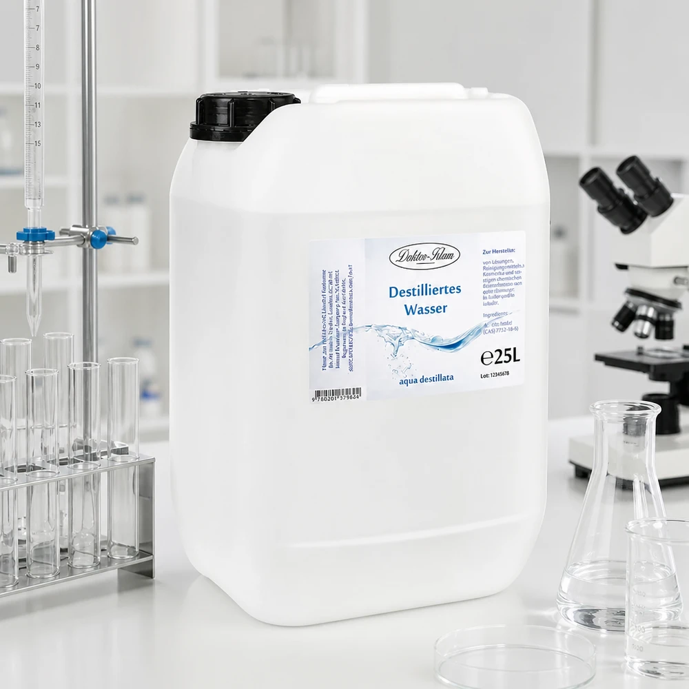 Laboratoriumkwaliteit gedestilleerd water Doktor-Klaus 25 liter voor wetenschappelijke experimenten en onderzoek