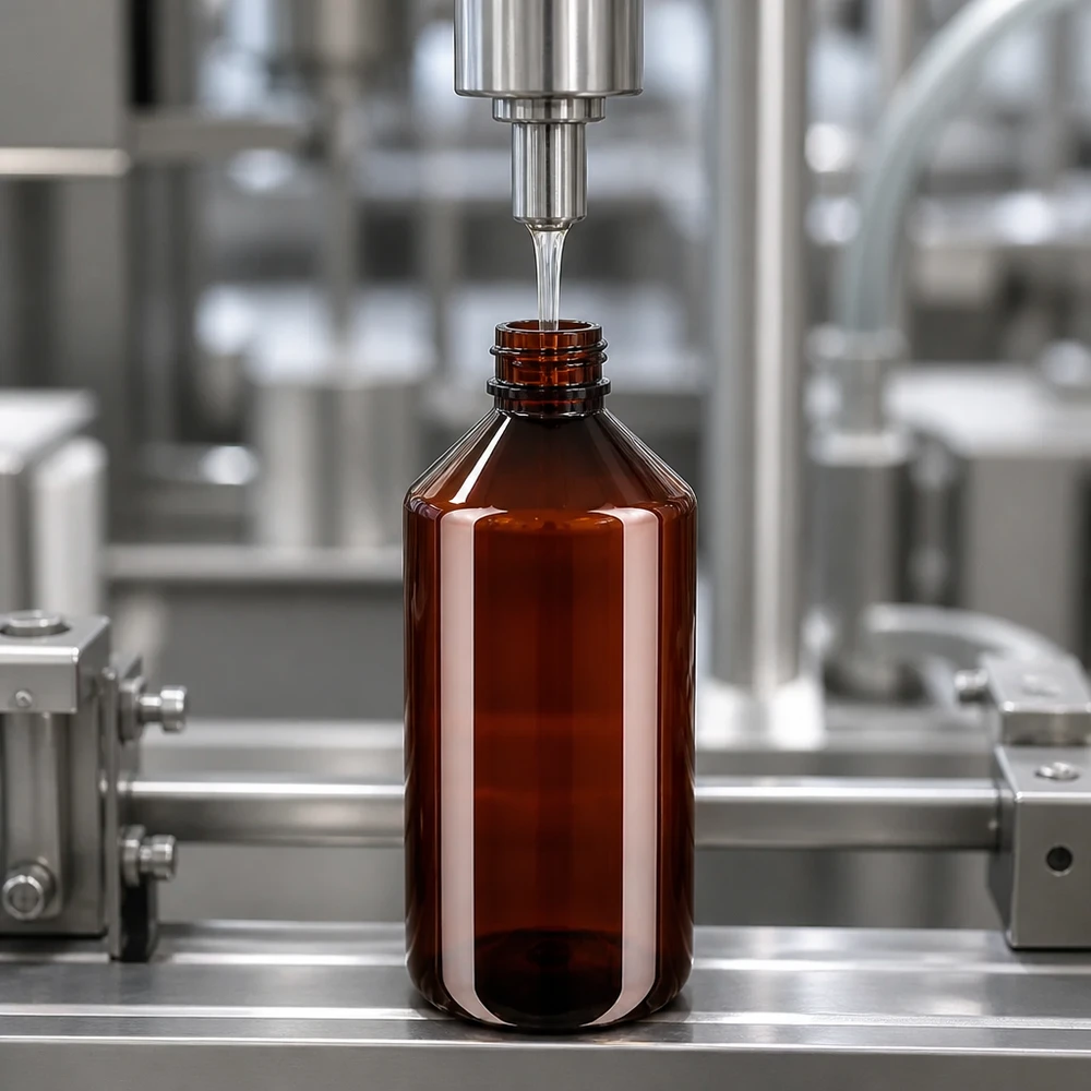 PET fles 750ml met rode verzegelstop Lichtbestendige kunststof fles van 750 ml met originele sluiting, gevuld in een automatische afvulmachine