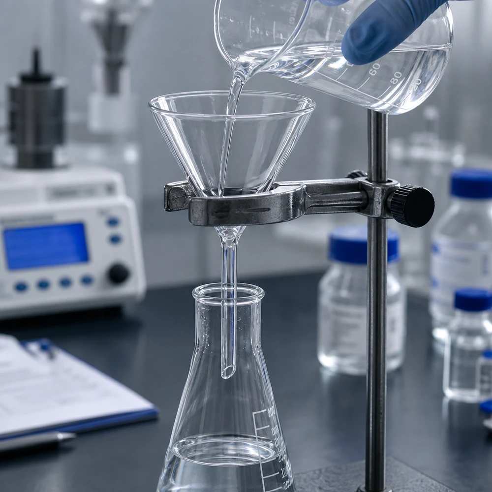 Laboratoriumtrechter van kalk-sodaglas met een hoek van 60 graden en een diameter van 80 mm voor nauwkeurige filtratie