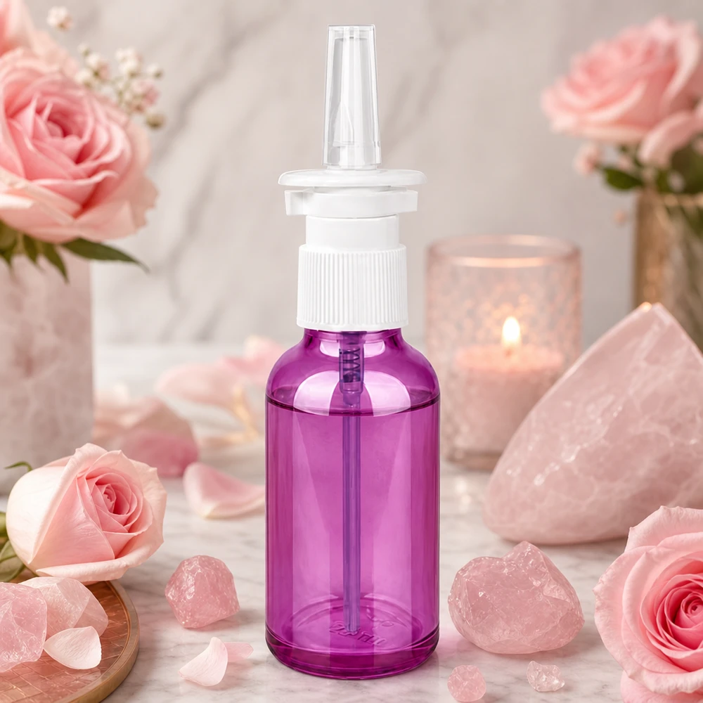 30ml neussprayfles wit/transparant standaard PurpleLine. UT18/30 Ergonomisch neussprayflesje van 30 ml in paars met antislipoppervlak voor veilig gebruik