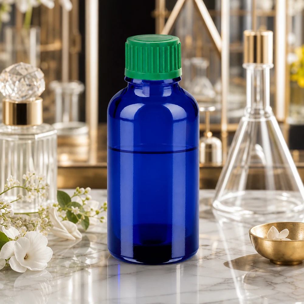 Handig blauw glazen flesje 30ml met druppeldop voor onderweg