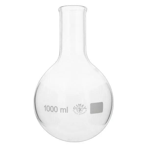 Platbodem kolf 1000ml nauwe hals borosilicaat met afgeronde rand