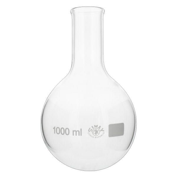 Platbodem kolf 1000ml nauwe hals borosilicaat met afgeronde rand Platbodem kolf 1000ml nauwe hals borosilicaat met afgeronde rand