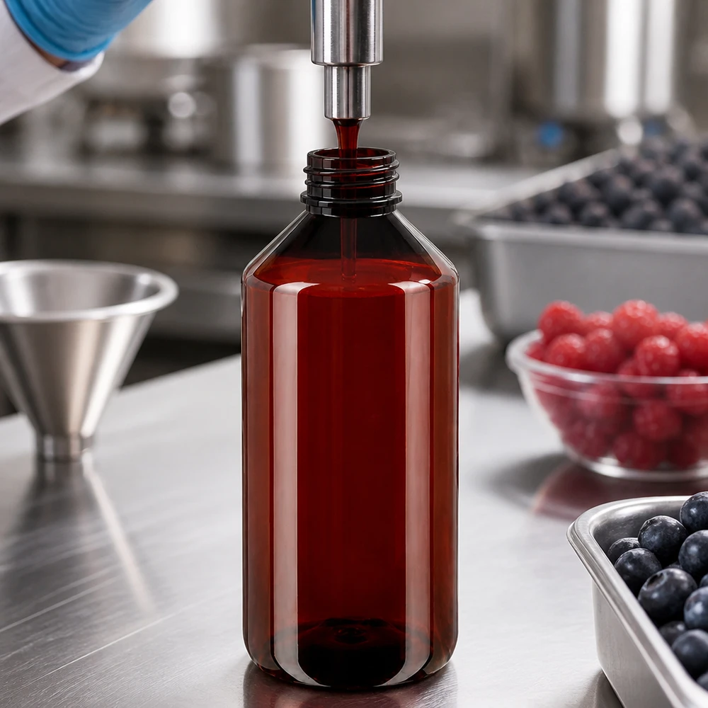 PET fles 750ml met blauwe verzegelstop Bruine, lichtondoorlatende PET-fles van 750 ml voor vruchtensap en voedingssupplementen