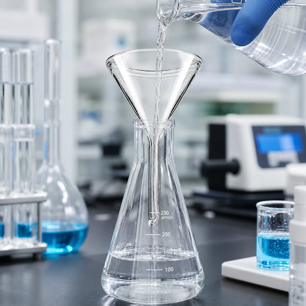 Precisie glazen trechter met een diameter van 45 mm en een hoek van 60 graden voor laboratoriumwerk en analyse