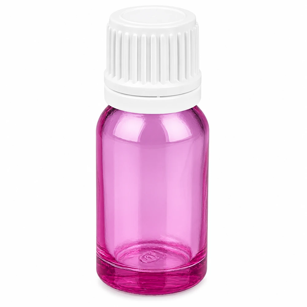Compact glazen flesje van 10 ml in paarse kleur met verzegelbare dop