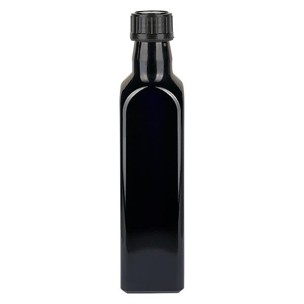 Glazen fles vierkant 1000 ml schroefdop zwart Glazen fles vierkant 1000 ml schroefdop zwart