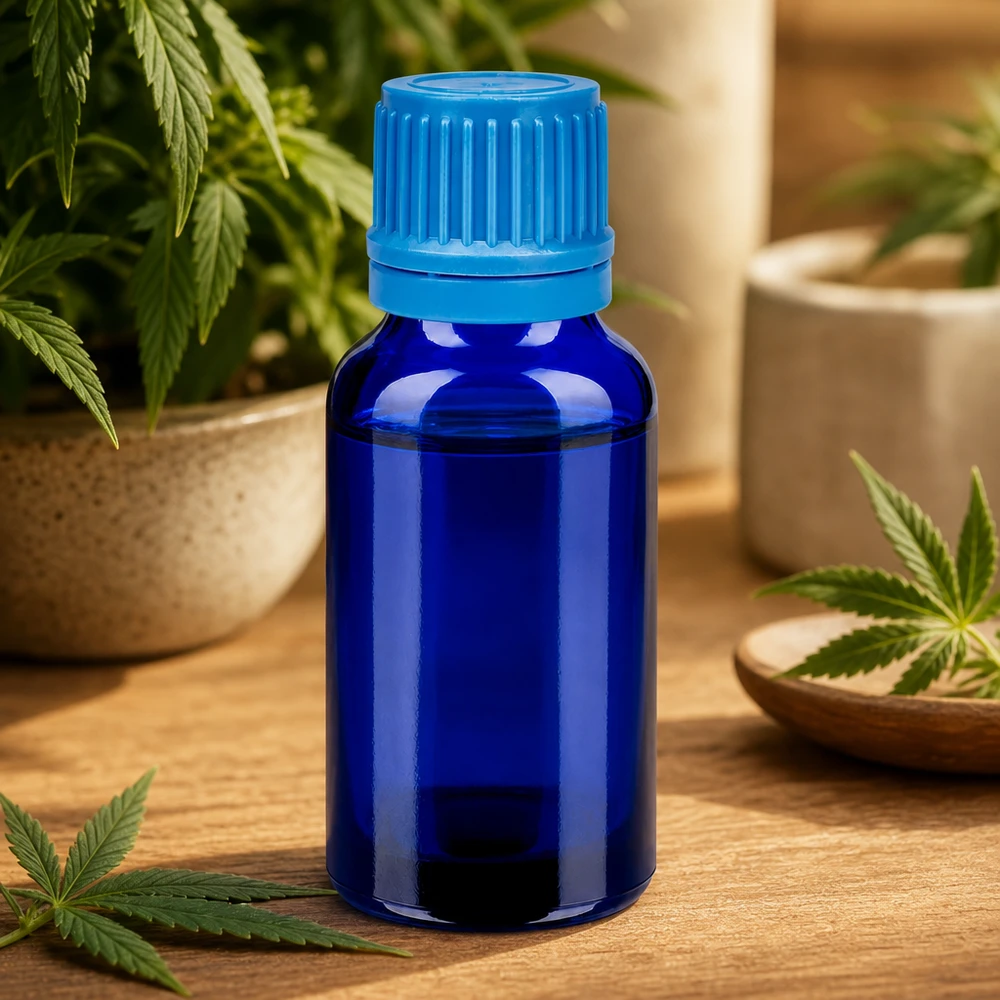 20ml BlueLine-glasfles met UV-bescherming dankzij donkerblauw glas voor lichtgevoelige stoffen