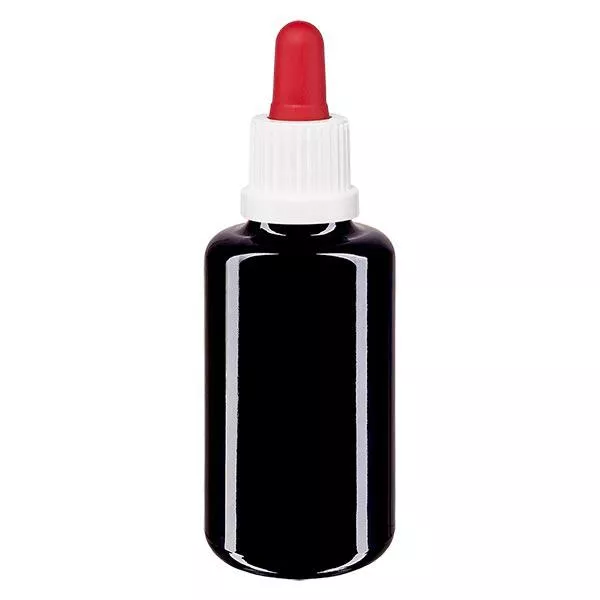 Apothekersfles viol. 30ml pipet wit/rood OV Apothekersfles viol. 30ml pipet wit/rood OV