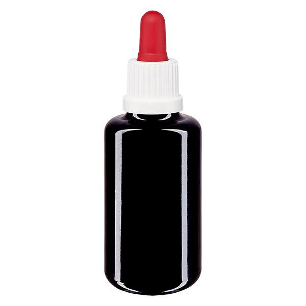 Apothekersfles viol. 30ml pipet wit/rood OV Apothekersfles viol. 30ml pipet wit/rood OV