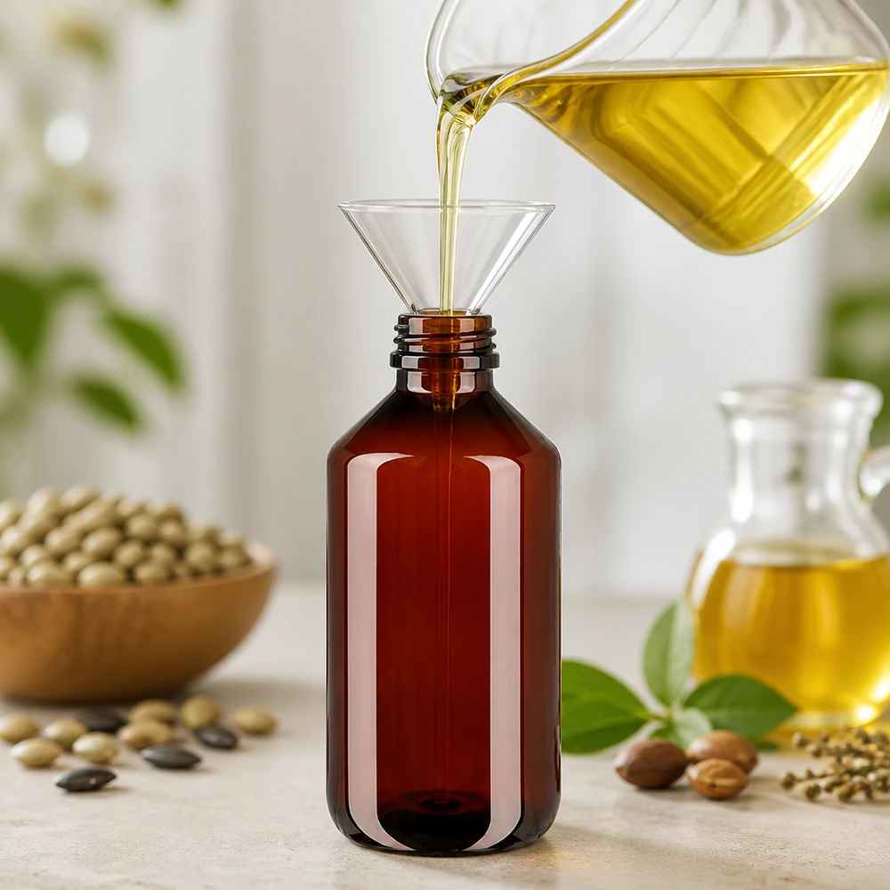 50 ml PET medicijnfles met verstuiver zwart GCMI 28/410 incl. dop transparant, standaard Herbruikbare bruine PET-fles van 500 ml voor etherische oliën en plantaardige extracten