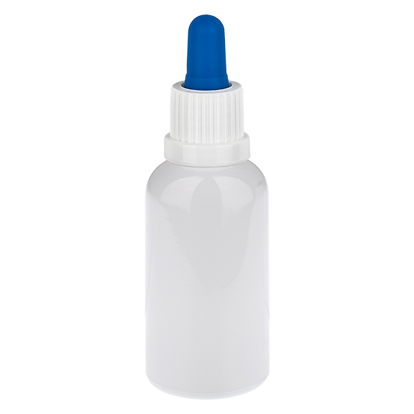 30 ml pipetflesje wit/blauw originele sluiting WhiteLine UT18/30 30 ml pipetflesje wit/blauw originele sluiting WhiteLine UT18/30
