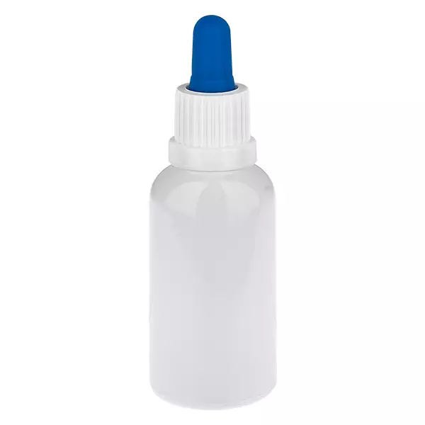 30 ml pipetflesje wit/blauw originele sluiting WhiteLine UT18/30 30 ml pipetflesje wit/blauw originele sluiting WhiteLine UT18/30