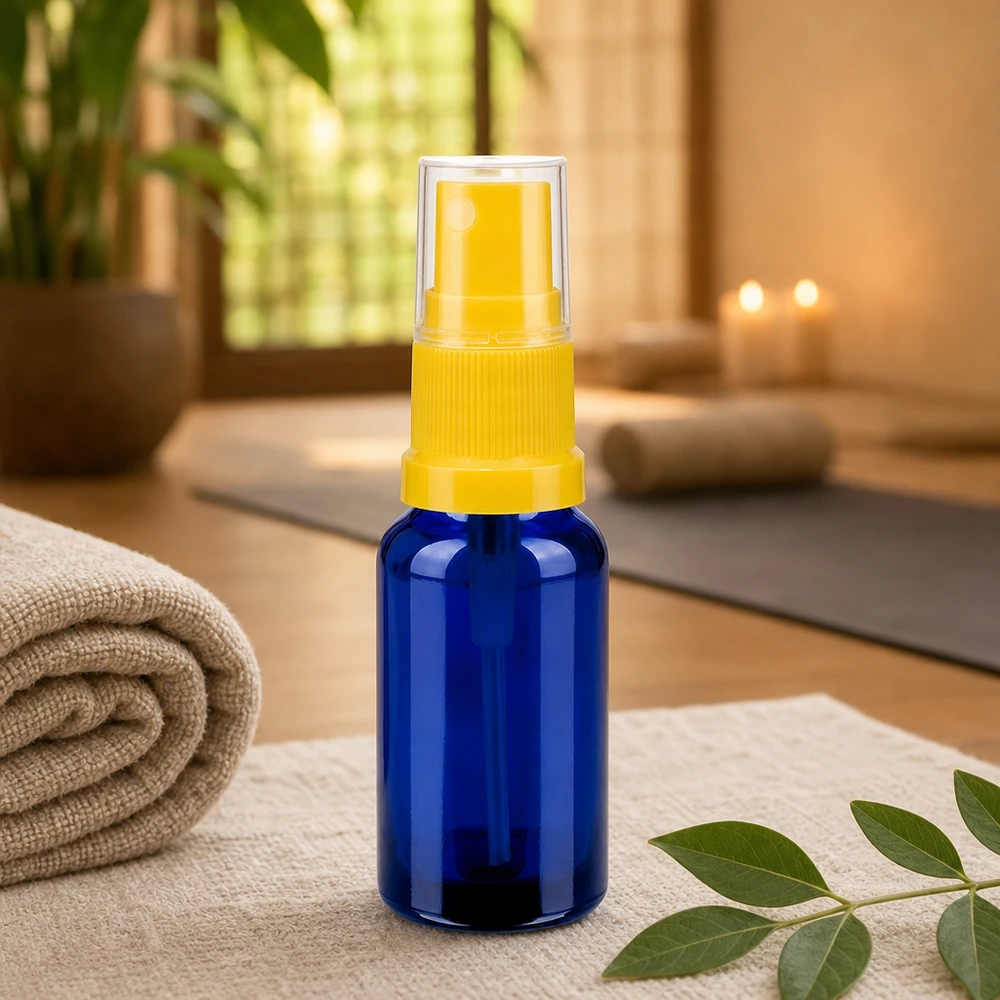 Glazen flesje van 20 ml met verstuivingshulpstuk voor gelijkmatige verdeling BlueLine UT18/20