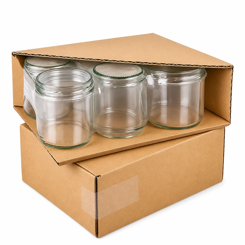 Verpakking van 795 ml ronde potten met mintbloemdeksels in kartonnen doos, professionele levering van inmaakpotten