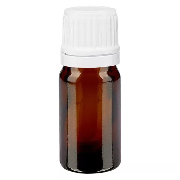 Bruine glazen fles 5ml met wit druppelsluiting 1.2mm VR