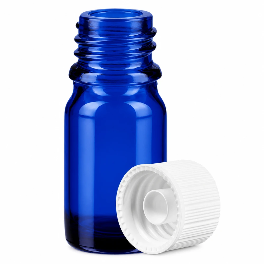 Hoogwaardig blauw glazen flesje van 5 ml met 11 mm schroefdraad voor laboratorium- en farmaceutisch gebruik