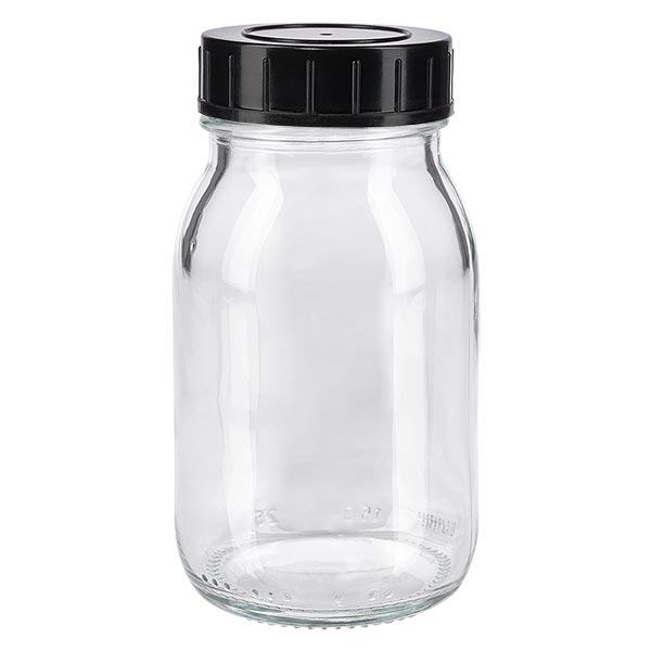 150ml fles met wijde hals, helder glas met schroefdop 150ml fles met wijde hals, helder glas met schroefdop