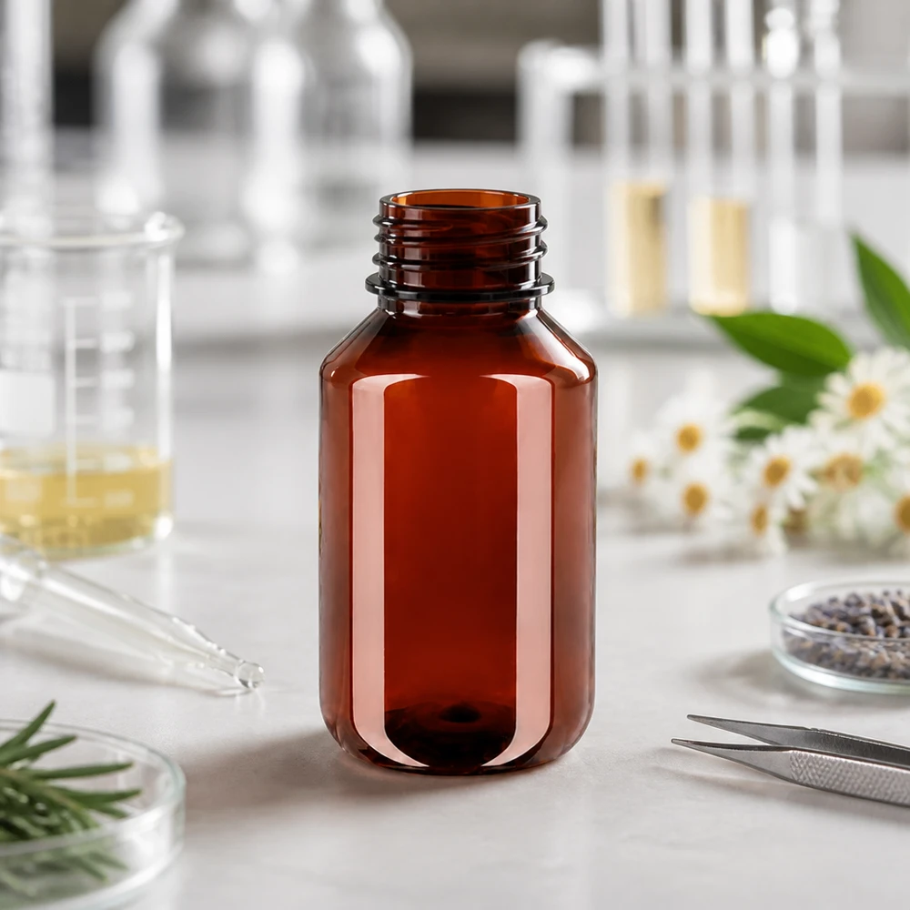 Bouteille PET 100ml avec pompe distributrice noire Kleine cilindervormige PET-fles van 100 ml voor serums, oliën en vloeibare verzorgingsproducten