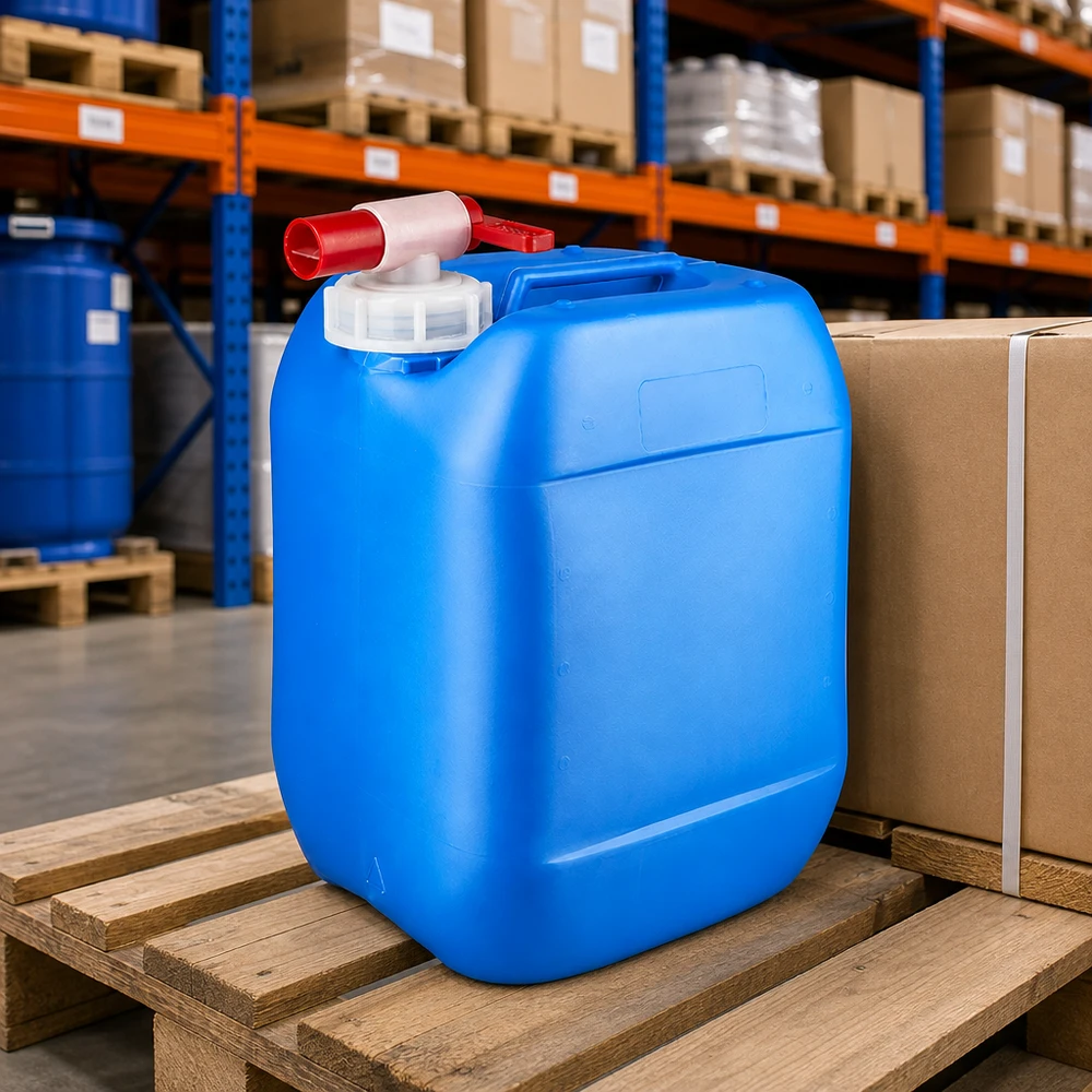 Voedselveilige jerrycan van 10 liter, blauw, met uitloopkraan voor water en dranken