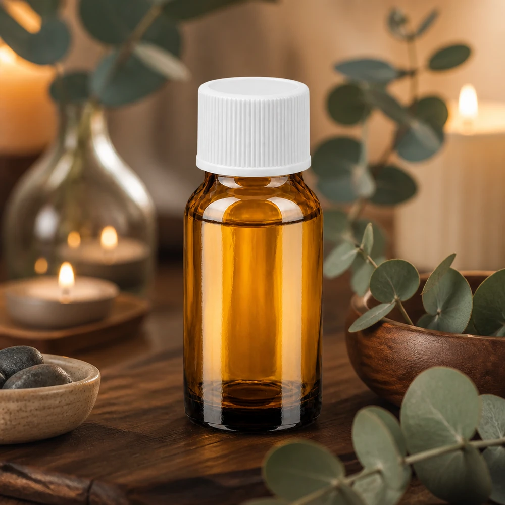 10ml fles 11mm SV wit STD BrownLine UT18/10 Klein 10ml apothekersflesje van bruin glas met witte schroefdop voor aromatherapie