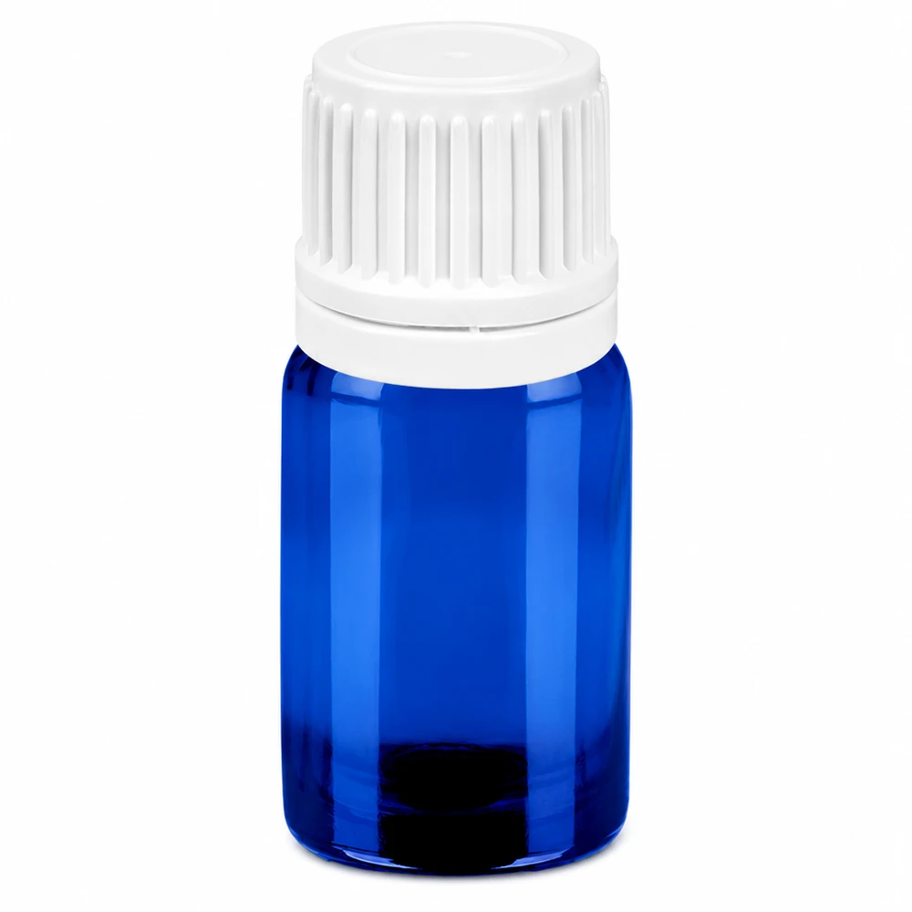 5ml doseerflesje blauw voor medicijnen met etherische oliën met 0,7mm druppelopening