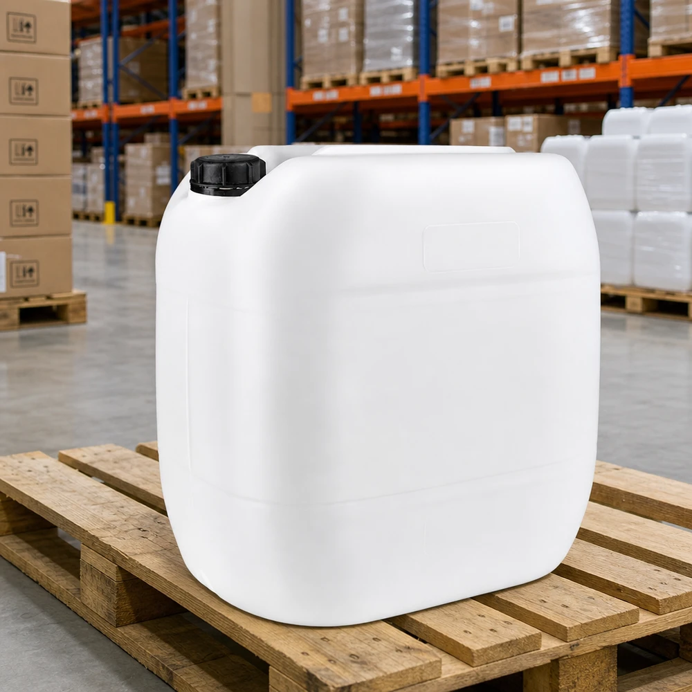 30l jerrycan, UN-toelating, met schroefsluiting 30L-jerrycan met ergonomische draaggreep en zwarte schroefdop voor industrieel gebruik