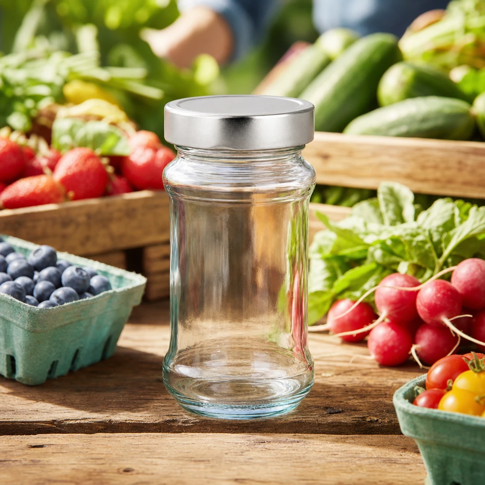 390ml rond glas met BasicSeal deksel zilver UNiTWIST