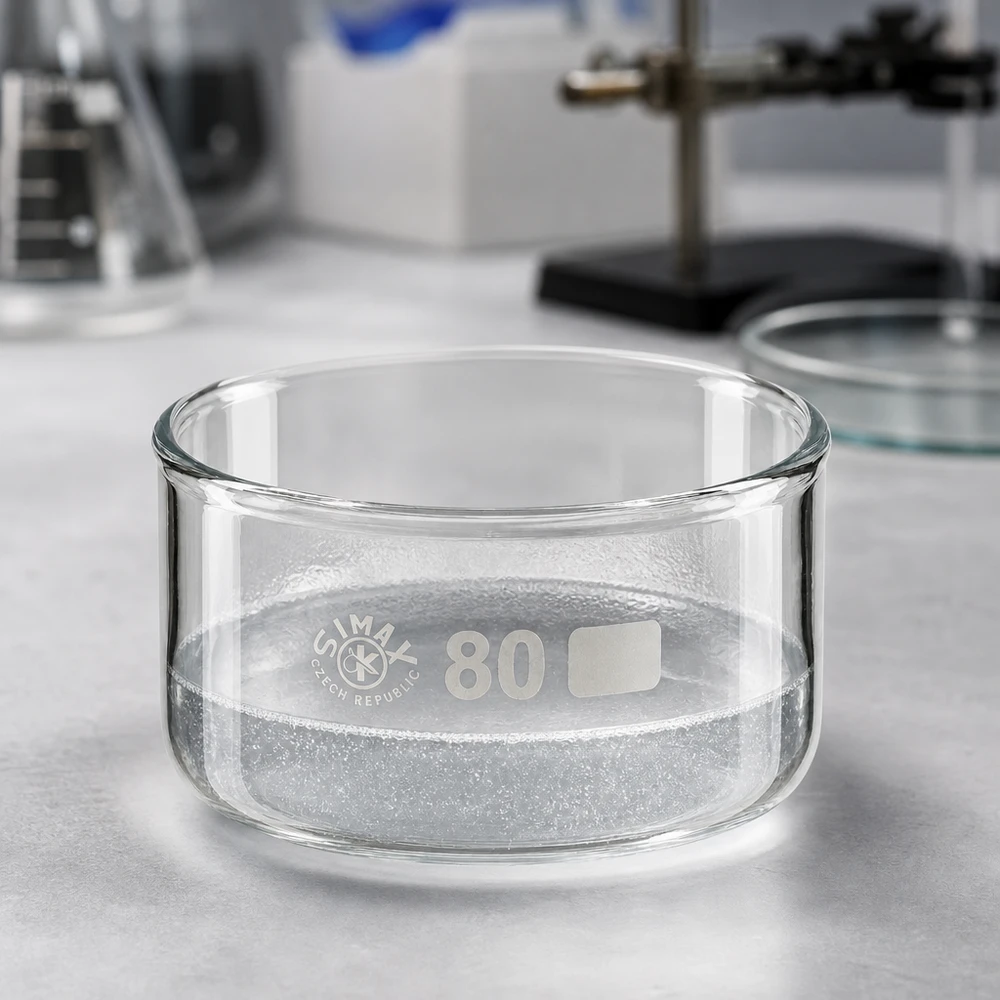 Kristalliseerschaal 150ml zonder schenktuit Stevige laboratoriumglazen schaal van 150 ml, helder glas, cilindrisch en plat, voor indampen en kristallisatie
