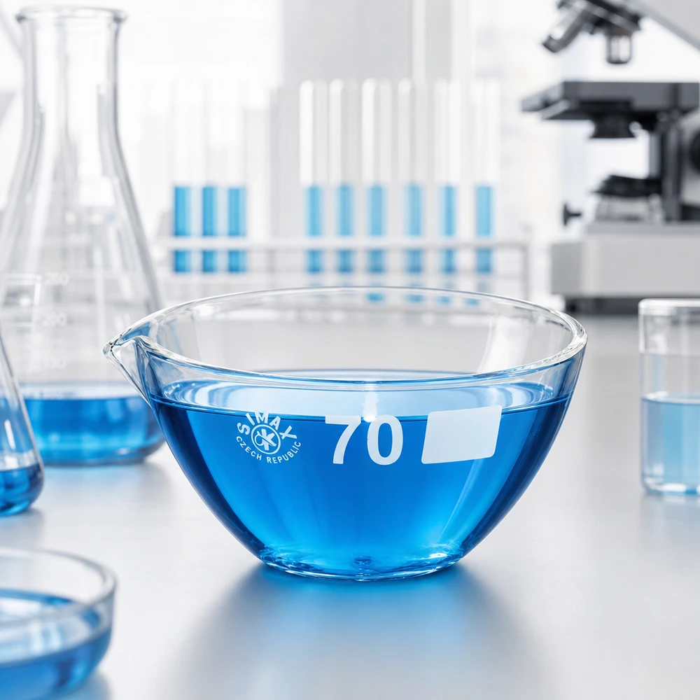 Nauwkeurige glazen schaal van 60 ml met borosilicaat tuit voor kwantitatieve analyses en monstervoorbereiding