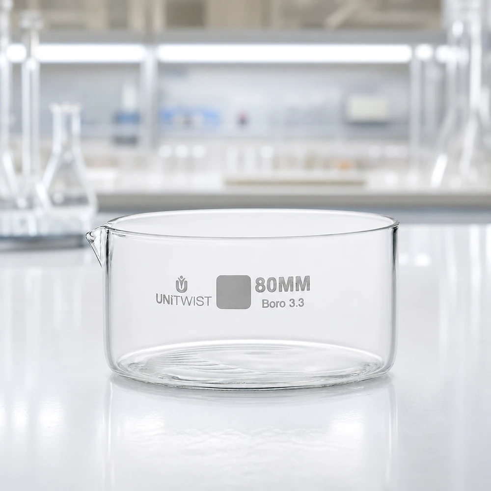UNiTWIST kristallisatieschaal 80 mm, hittebestendig borosilicaatglas 3.3, laboratoriumkwaliteit