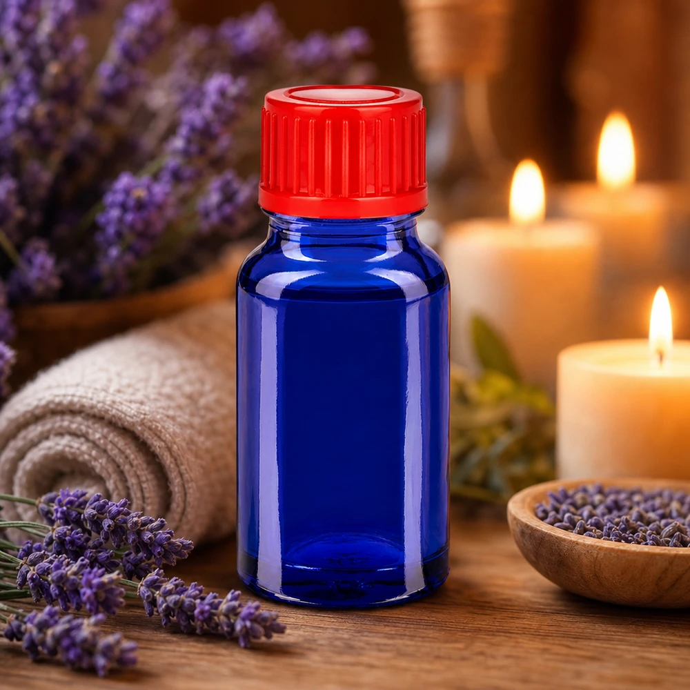 Handig blauw bewaarflesje van 10 ml met lekvrije sluiting voor dagelijks gebruik