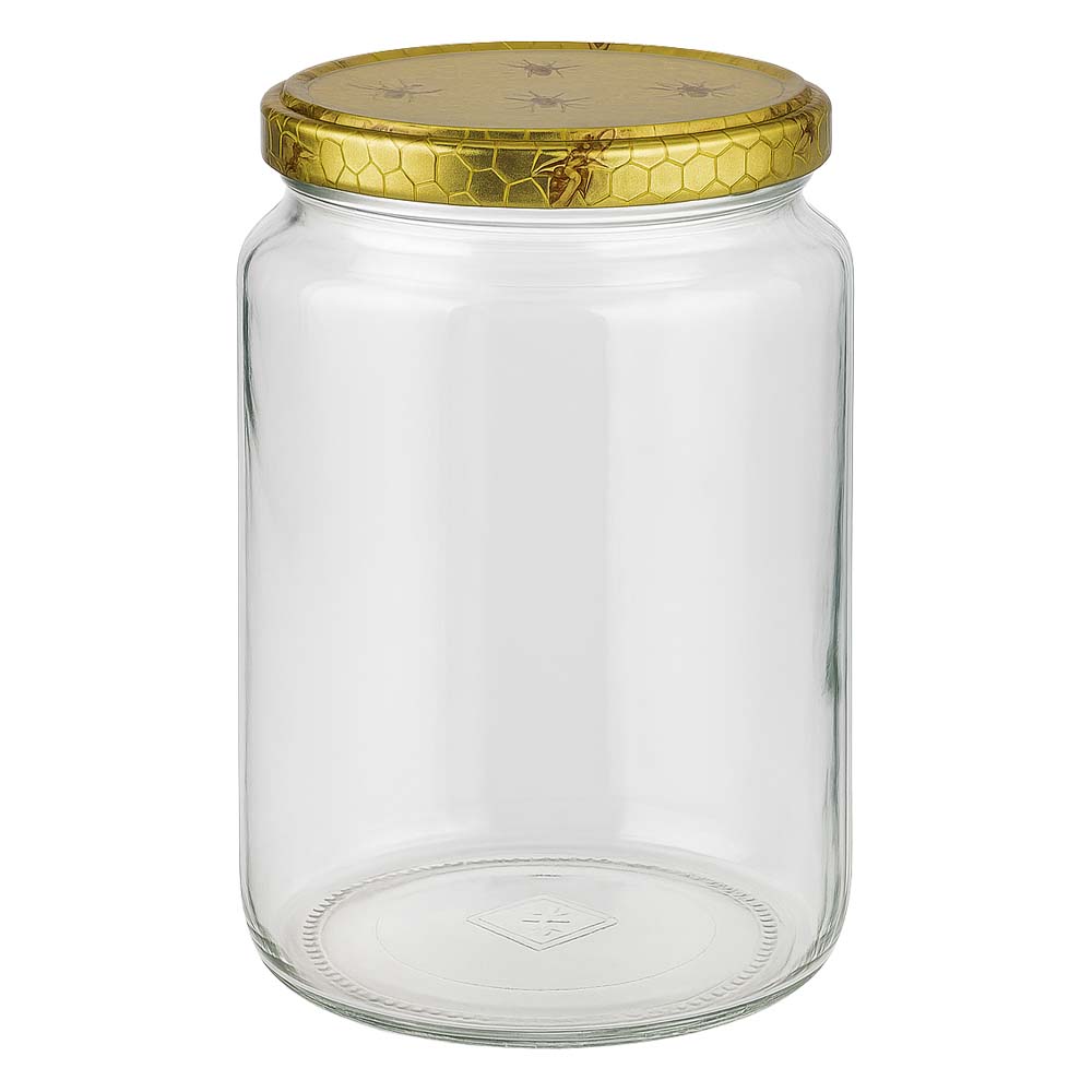 Honingpot 1000 g met deksel met honingraatmotief BasicSeal UNiTWIST
