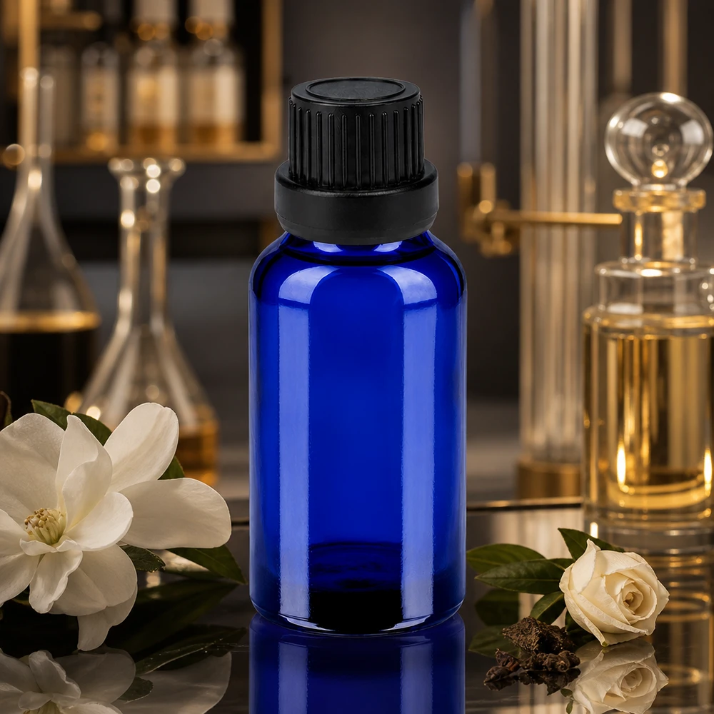 20ml 11mm SV zwart OV BlueLine UT18/20 Compact 20ml BlueLine flesje met zwart deksel perfect voor doe-het-zelf cosmetica