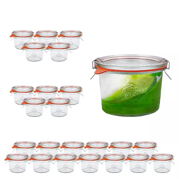 Set van 24 Weckpotten 80 ml bekers met 24 glazen deksels, 24 Set van 24 Weckpotten 80 ml bekers met 24 glazen deksels, 24