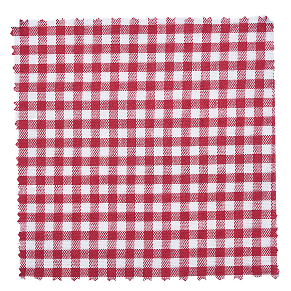 Stoffen doily geblokt wit/bordeaux 150x150mm vierkant Bordeaux-wit geblokt stoffen deksel 15cm vierkant met kartelrand voor inmaakpotten en jampotten