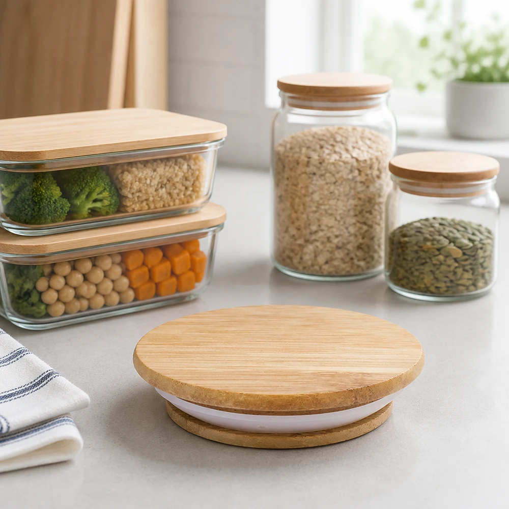 Duurzame keuken opslag WECK potten met houten deksels versie A RR100 voor het organiseren van voorraden rijst linzen