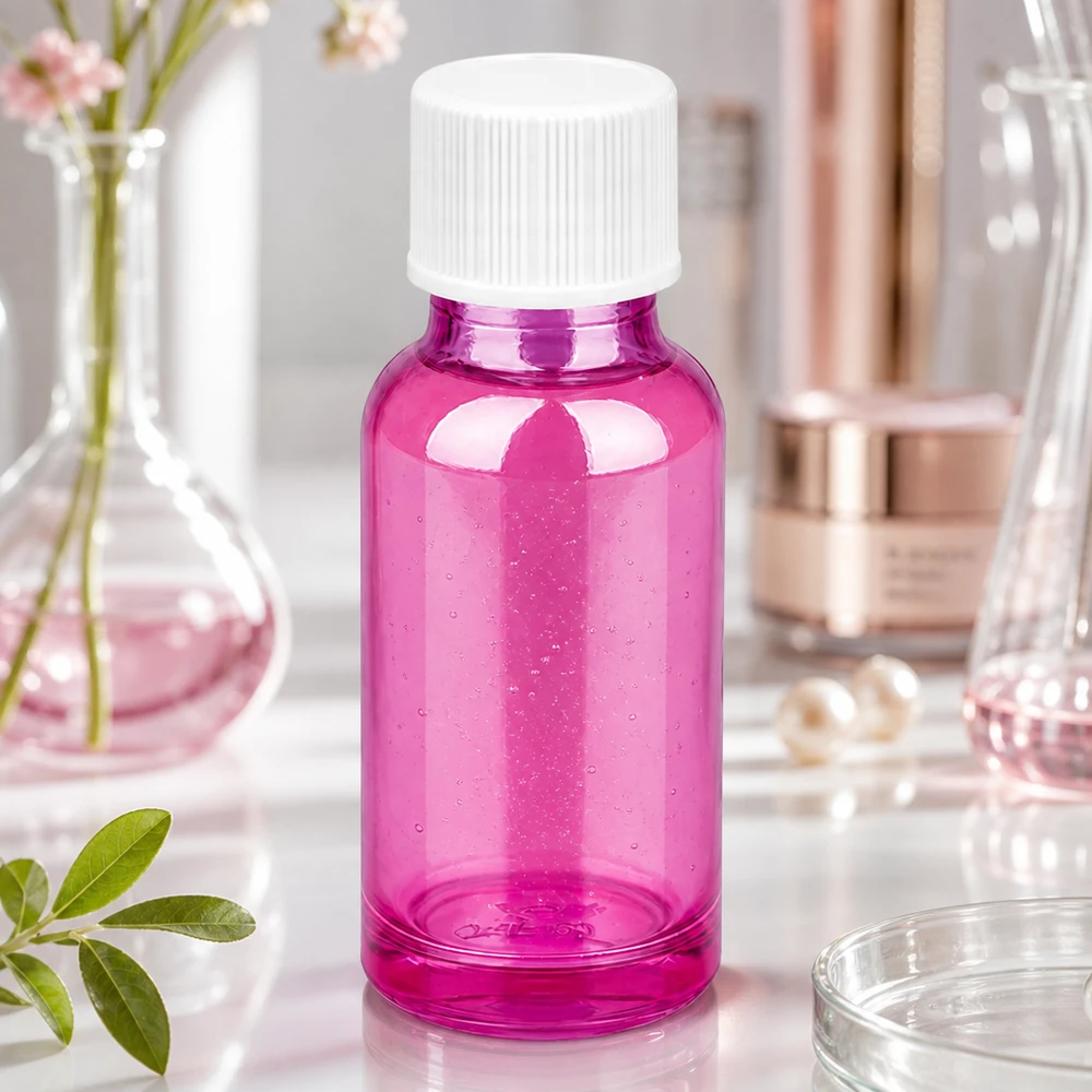 20ml fles 11mm schroefdop wit standaard PurpleLine UT18/20 Glazen flesje van 20 ml in paars met witte SV-dop voor hygiënisch bewaren