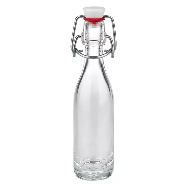 Glazen flesje 50ml + draaidop PVC UNiTWIST 50ml glazen fles met draaidop PVC UNiTWIST - kleine fles met metalen clip en witte kurk