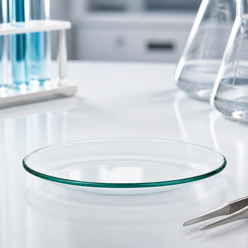 Met precisie vervaardigde glazen schaal van 120 mm met gladde randen voor veilig gebruik in het laboratorium