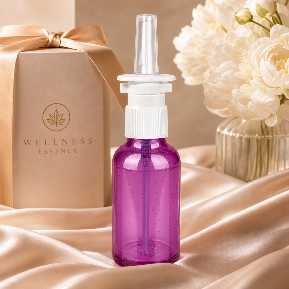 Farmaceutische 30ml sprayflacon in elegant violet met standaard schroefdraad voor veelzijdig gebruik