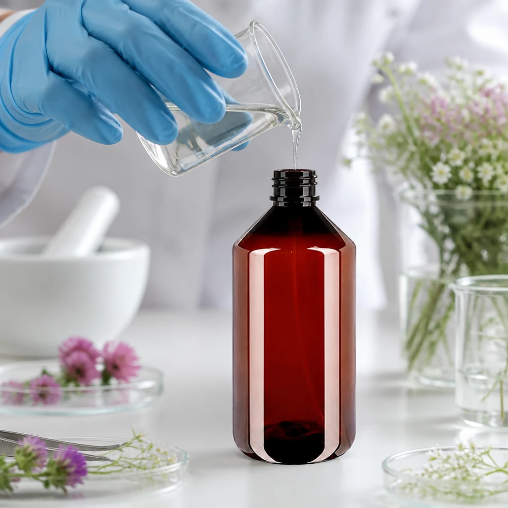 PET-fles 750 ml met verstuiver zwart Hervulbare spuitfles van 750 ml, bruin, UV-bestendig, met verstuiver voor plantenextracten