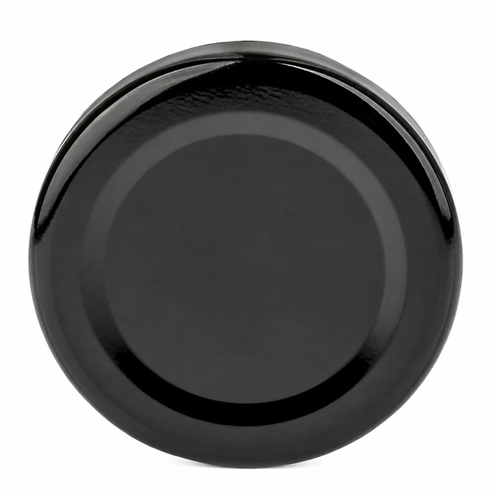43 mm BasicSeal-deksel, zwart (TO43) UNiTWIST Glanzend zwarte BasicSeal-deksel TO43 43 mm UNiTWIST, bovenaanzicht rond