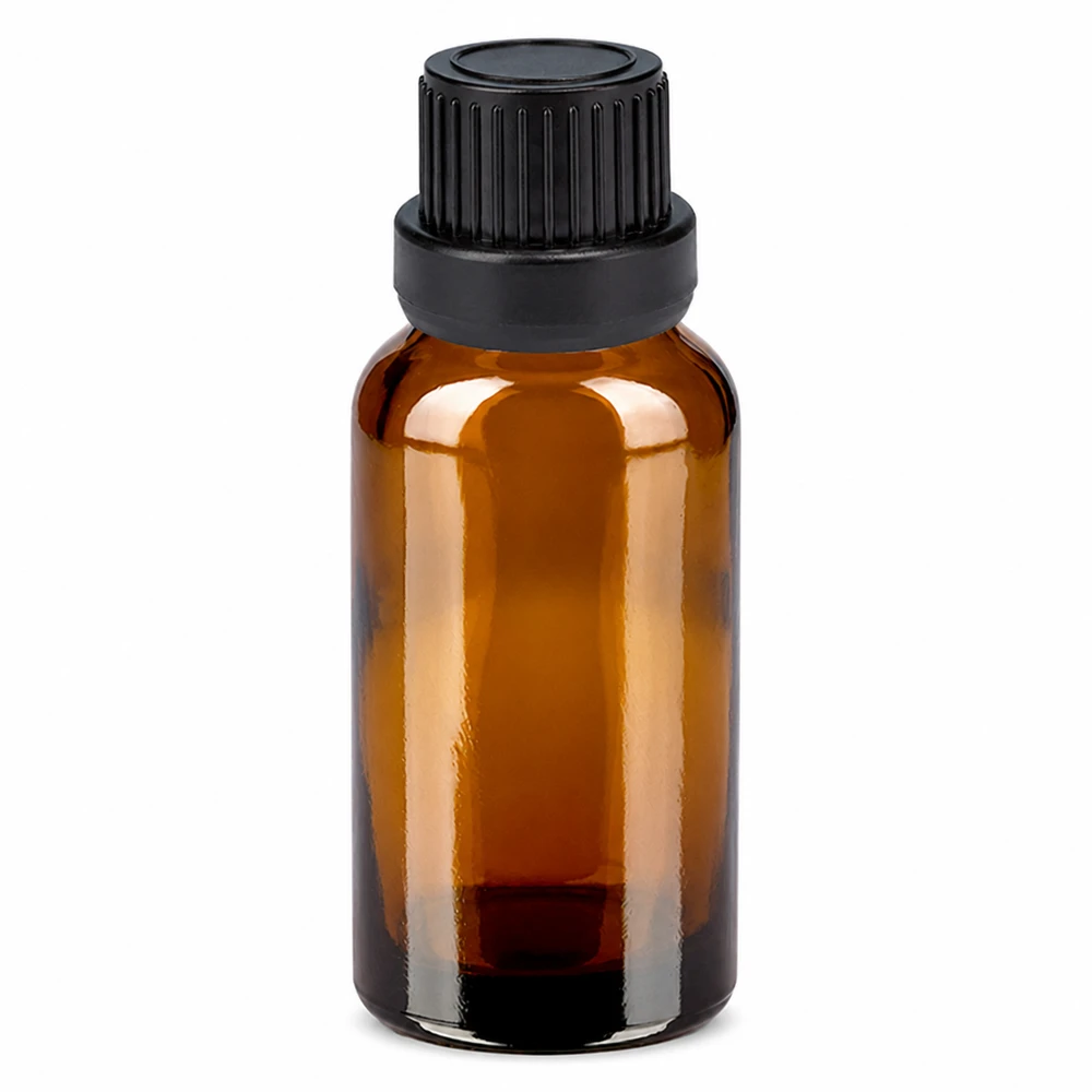 20ml druppelflacon 2mm zwart OV BrownLine UT18/20 UV-beschermende glazen fles 20ml bruin met zwarte druppelaar voor aromatherapie