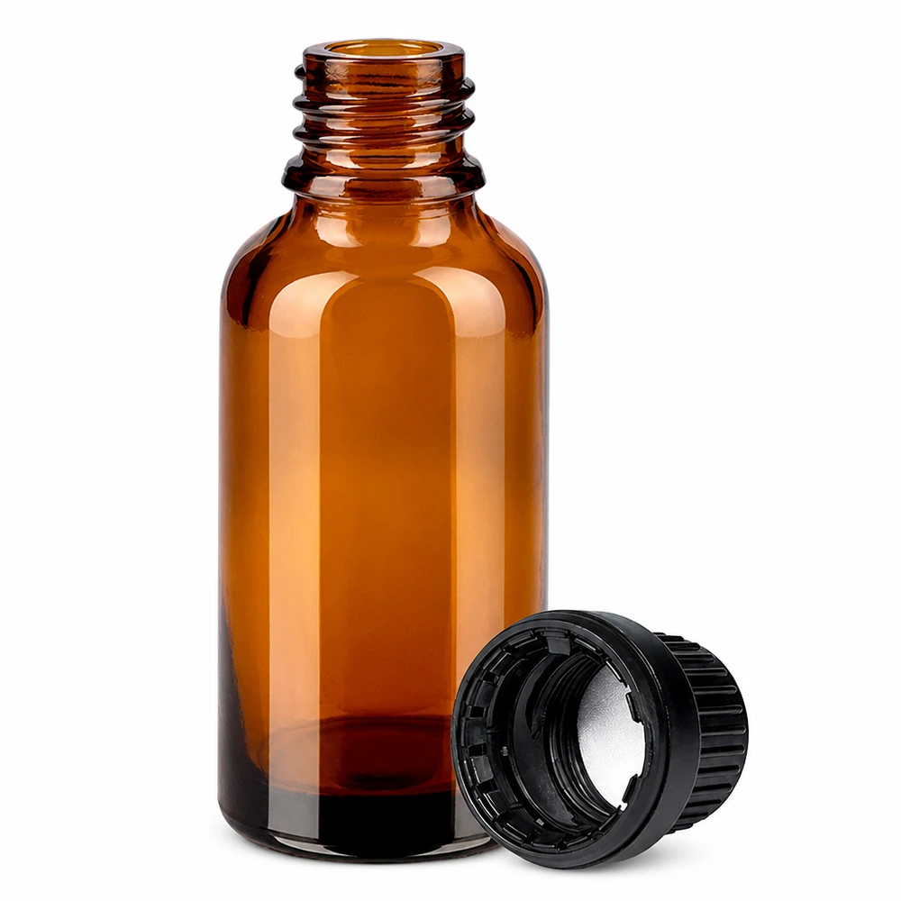 Bruin 30ml laboratoriumflesje met verzegelbare sluiting voor medicijnen