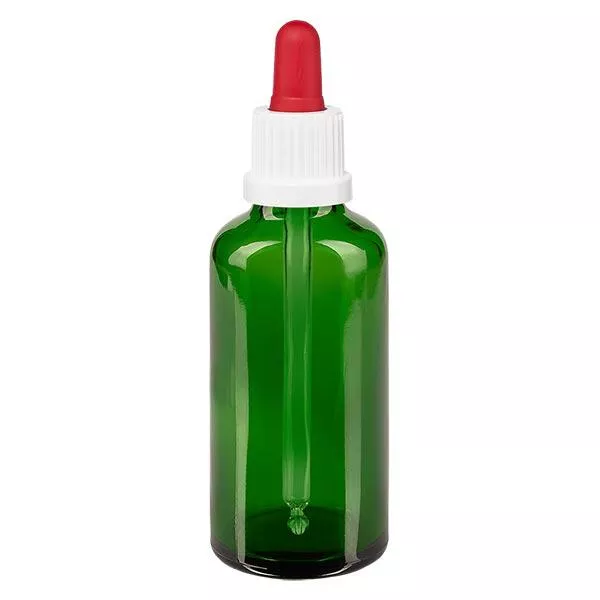 Pipetfles groen 50ml, pipet wit/rood VR Pipetfles groen 50ml, pipet wit/rood VR