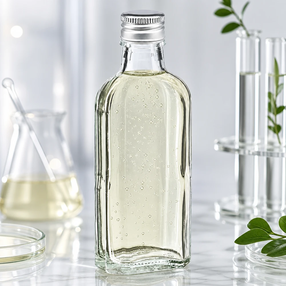 100 ml Meplat helder met aluminium dop zilver PP22 Hoogwaardige glazen fles van 100 ml, type Meplat, met zilverkleurige aluminium dop PP22 voor laboratoriumproducten